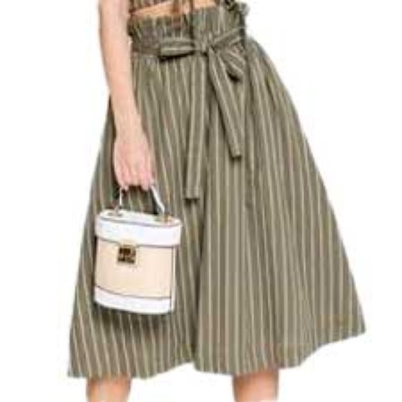 English Factory Dresses & Skirts - English Factory Paper Bag Striped Midi Skirt NWT